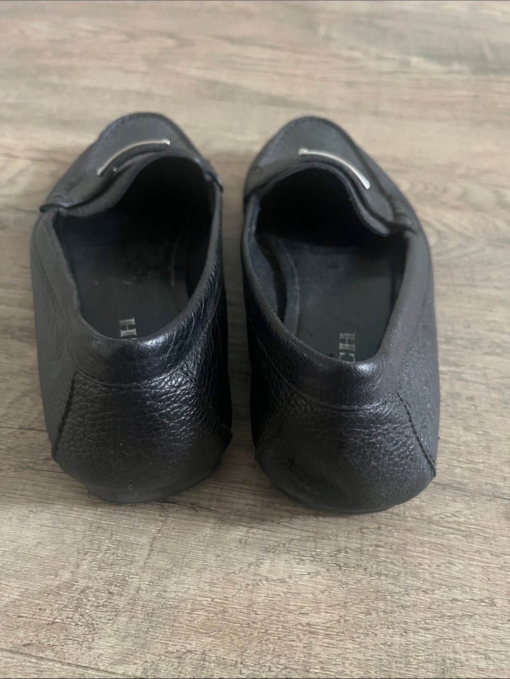 Coach Black Pebbled Leather Metal-Plate Loafers - Picture 3 of 5